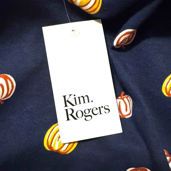 NWT  Navy  Easy Care Pumpkins LS Mock T Neck Top XLARGE     #CL - Picture 9 of 10